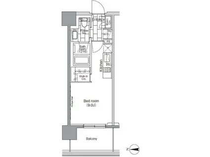 パークハビオ芝浦(ワンルーム/11階)の間取り写真