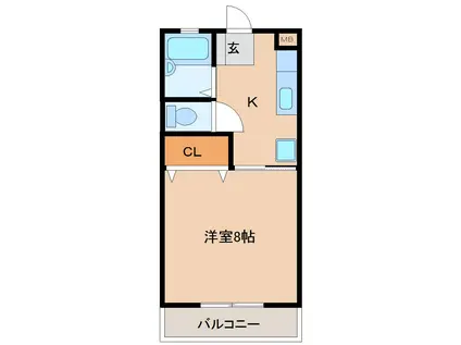 グレイスハイムI(1K/2階)の間取り写真