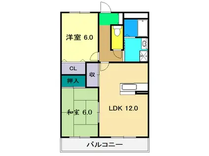 トゥジュール・ヴェール(2LDK/1階)の間取り写真