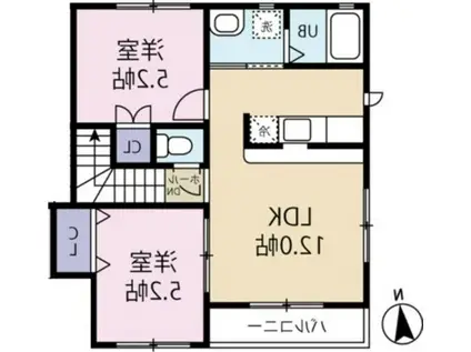 TRIFLE(2LDK/2階)の間取り写真