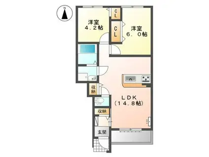 ピア・フローラ(2LDK/1階)の間取り写真