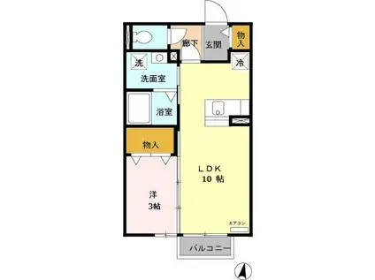 レセンテ一宮(1LDK/2階)の間取り写真