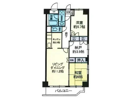 ティーズ ガーデン鶴見市場(2SLDK/7階)の間取り写真