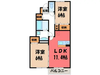リヴェール(2LDK/1階)の間取り写真
