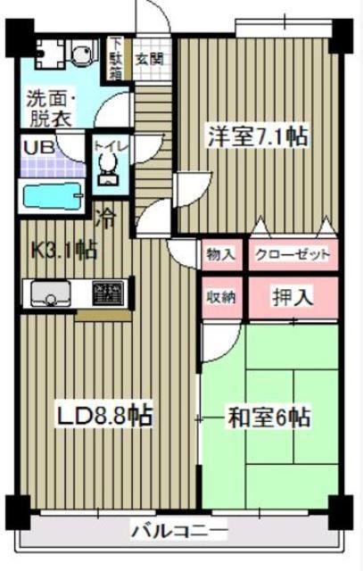 アウラ10(2LDK/1階)の間取り写真