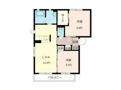 カトレアA(2LDK/1階)の間取り写真