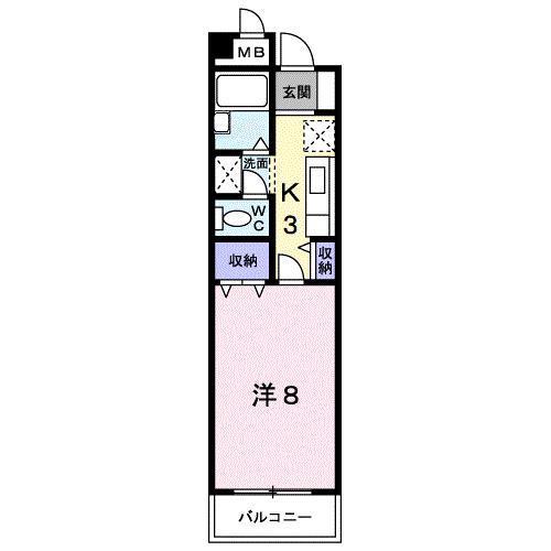 ラムール雅(1K/3階)の間取り写真