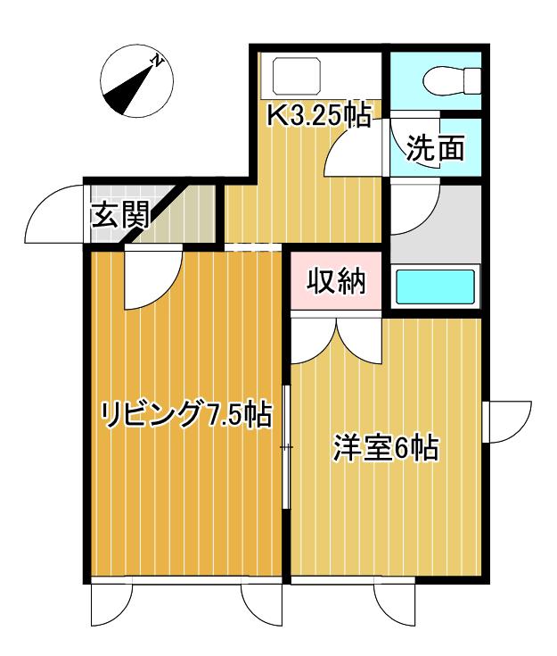 美原エクセレント(1LDK/2階)の間取り写真