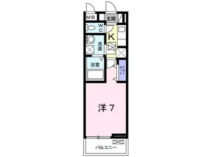 カリーノIV(1K/1階)の間取り写真