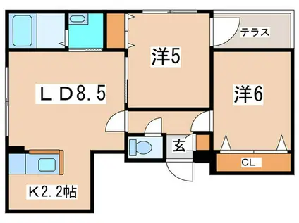 ミルフィーユ(2LDK/1階)の間取り写真