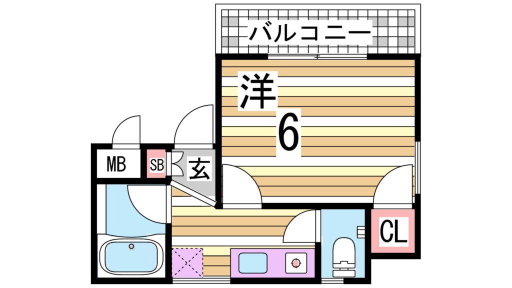 カーサ滝の茶屋(1K/3階)の間取り写真