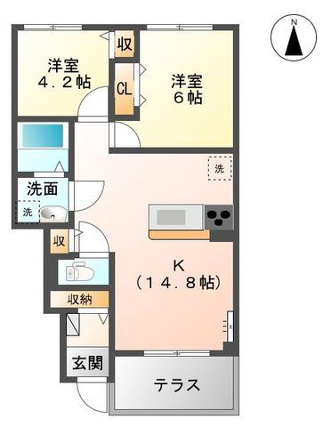 フロムS(2LDK/1階)の間取り写真