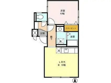マンション学園前(1LDK/2階)の間取り写真