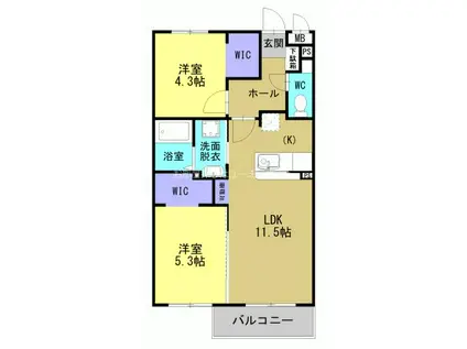 ARTH平松(2LDK/4階)の間取り写真