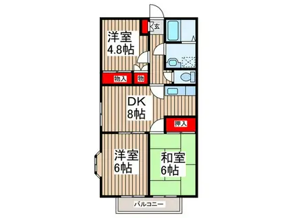 スカイハウスIV(3DK/2階)の間取り写真