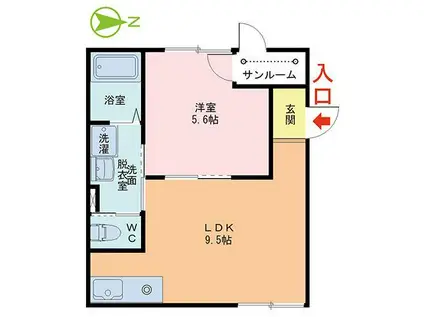 テラスハウスK(1LDK/1階)の間取り写真