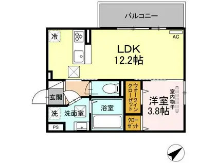 ル・カリーナ(1LDK/3階)の間取り写真