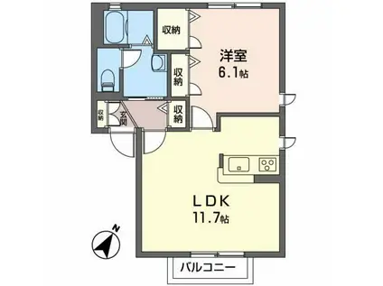 シャーメゾン ラ・ポール(1LDK/2階)の間取り写真