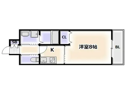 フレンシアノイエ難波南(1K/3階)の間取り写真