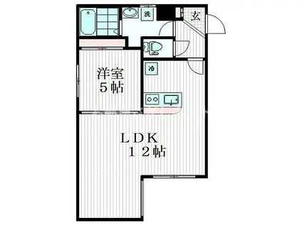 コンフォシード東坂下学生・社会人にオススメ初期費(1LDK/4階)の間取り写真