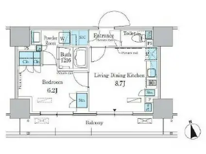 パークアクシス東陽町・親水公園(1LDK/5階)の間取り写真