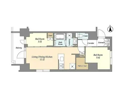 ジオエント上野稲荷町(2LDK/2階)の間取り写真