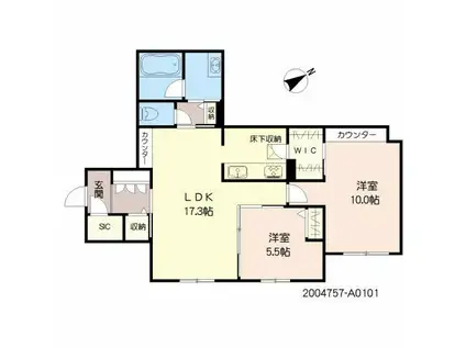 HERITAGE NAKAI MANOIR(2LDK/1階)の間取り写真