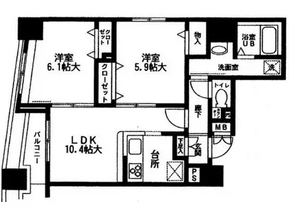 ラヴィデュース(2LDK/4階)の間取り写真