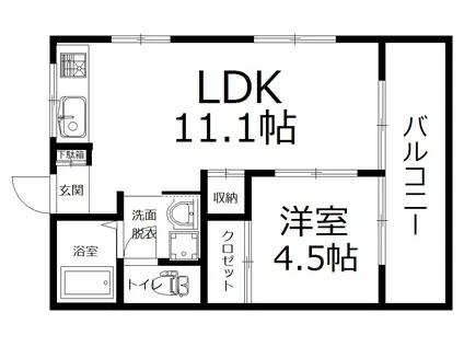 コーポ吉田(1LDK/2階)の間取り写真