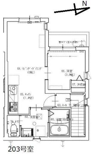 セレーノ祐天寺(1LDK/2階)の間取り写真