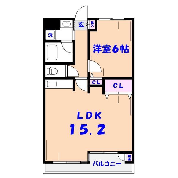 アミュゼ壱番館(1LDK/2階)の間取り写真