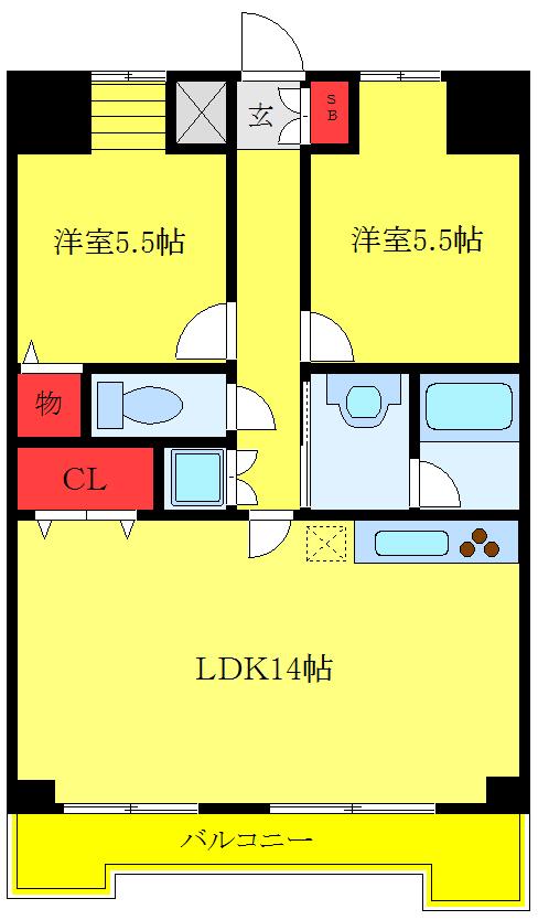 リンデンハイム赤塚(2LDK/3階)の間取り写真