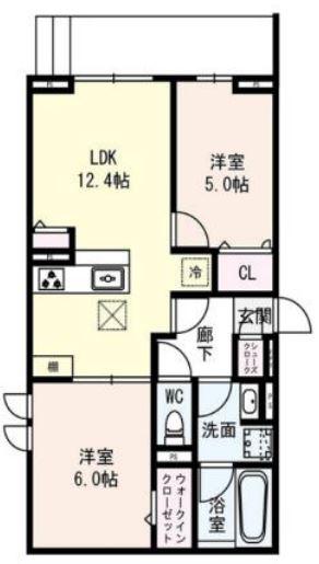 クラシスト深江北(2LDK/2階)の間取り写真
