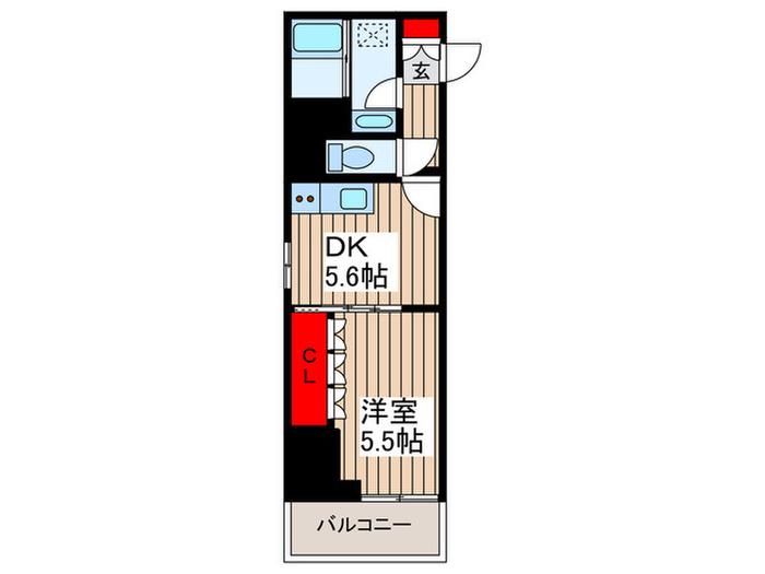 リーフシティ市川ザ・レジデンス(1DK/5階)の間取り写真