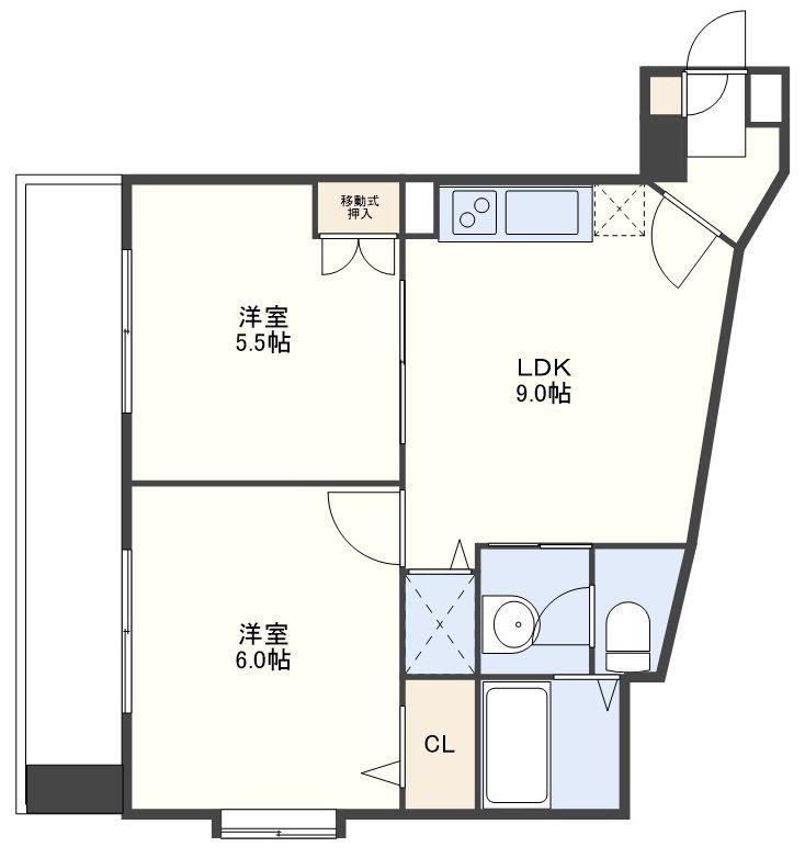 エーデルワイス滑石(2LDK/4階)の間取り写真