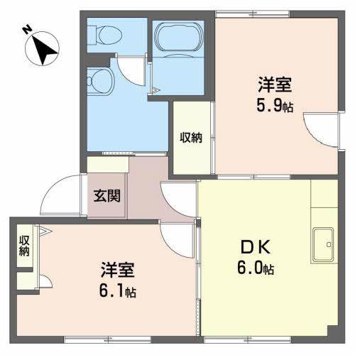 バリュージュT(2DK/1階)の間取り写真