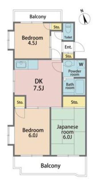 プレミール東所沢(3DK/4階)の間取り写真