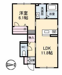 シャリテ(1LDK/1階)の間取り写真