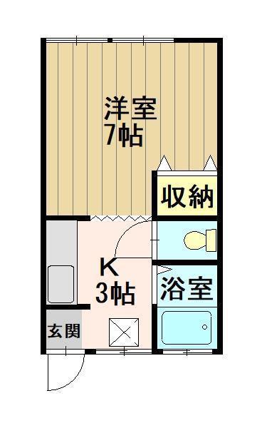 桔梗野ハイムII(1K/1階)の間取り写真