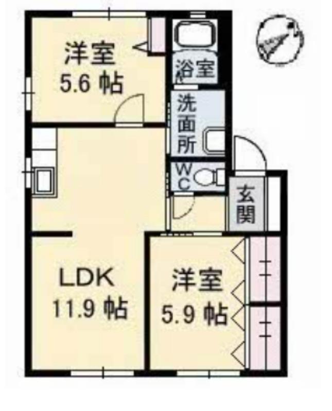 ディアス和田(2LDK/1階)の間取り写真