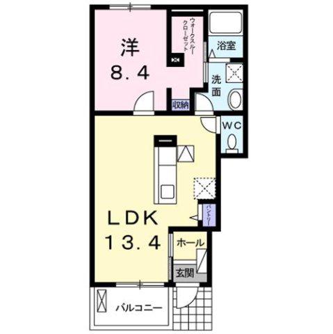 ジェントリー A(1LDK/1階)の間取り写真