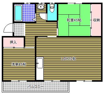 金剛第三 214棟(2LDK/4階)の間取り写真