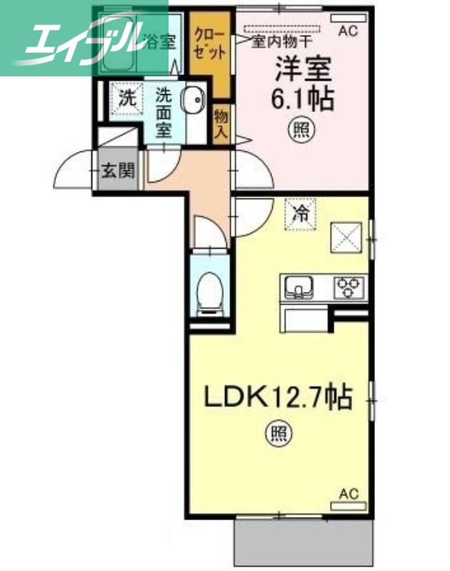 クローバーM C棟(1LDK/1階)の間取り写真