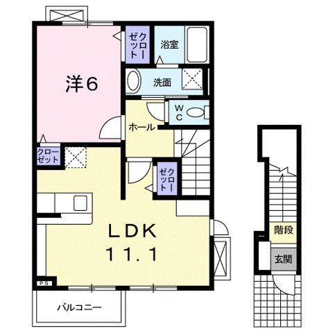 サン・ボヌ-ル(1LDK/2階)の間取り写真