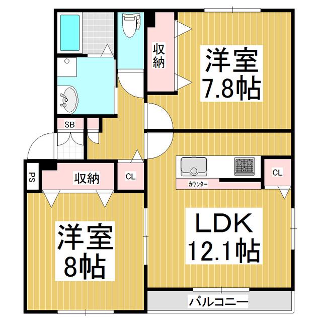 ヴィラ・エスペランス(2LDK/1階)の間取り写真