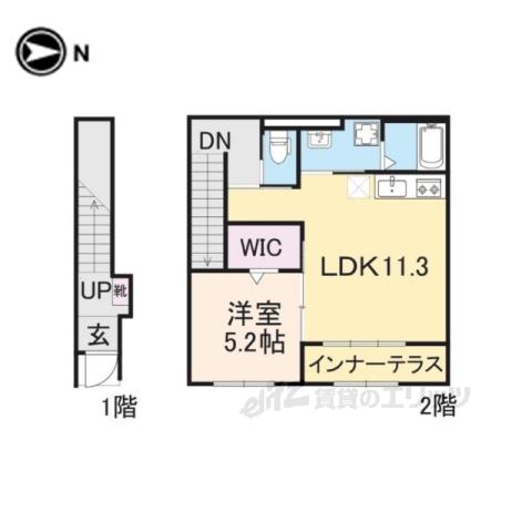 ボヌールQ2(1LDK/2階)の間取り写真