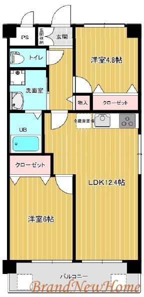 プランドール北花田(2LDK/4階)の間取り写真