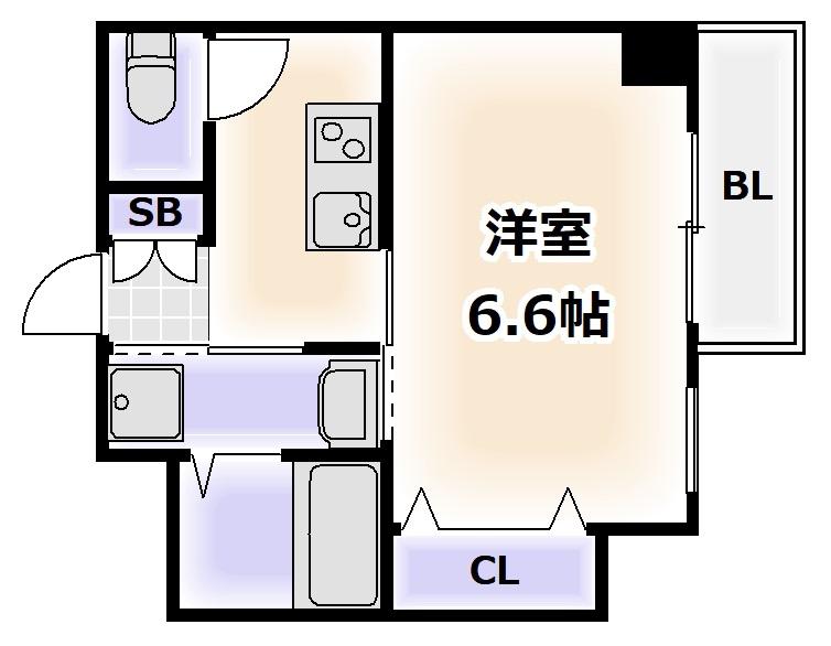 サンシルク阿倍野(1K/2階)の間取り写真