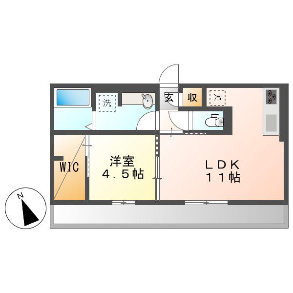 ユイマール大和II(1LDK/2階)の間取り写真
