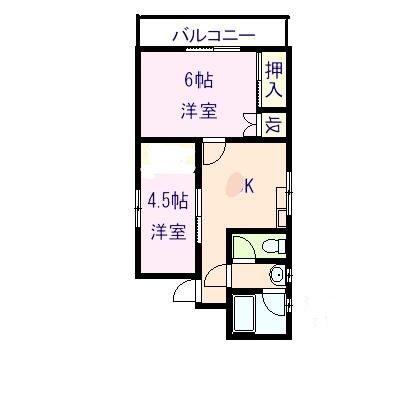福田ビル(2K/3階)の間取り写真
